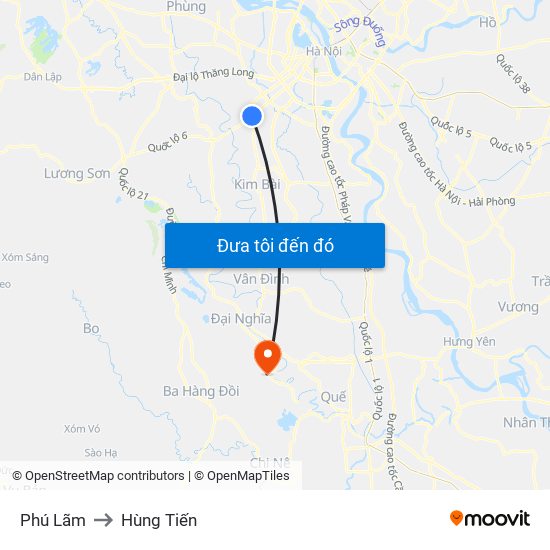 Phú Lãm to Hùng Tiến map