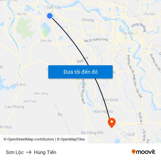 Sơn Lộc to Hùng Tiến map