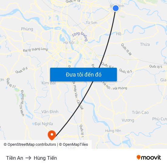 Tiền An to Hùng Tiến map