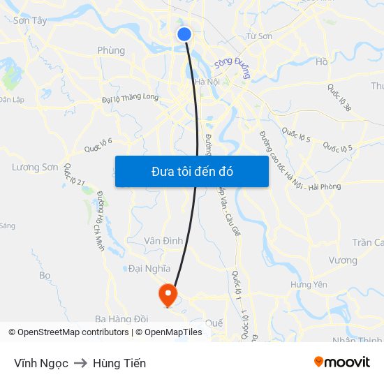 Vĩnh Ngọc to Hùng Tiến map