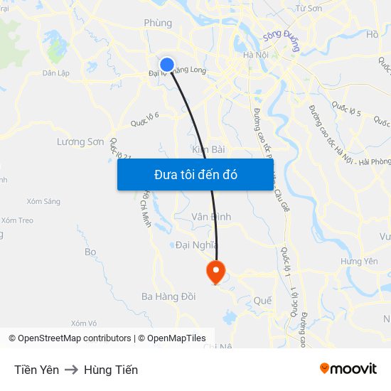 Tiền Yên to Hùng Tiến map