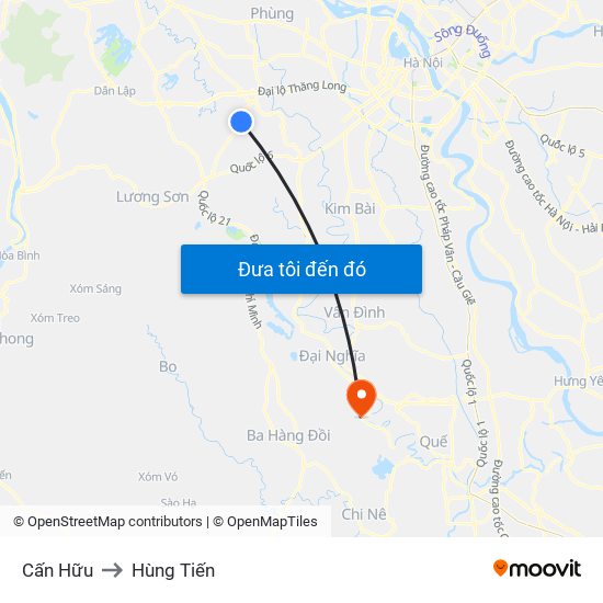 Cấn Hữu to Hùng Tiến map