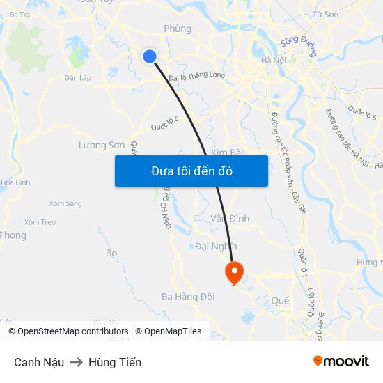 Canh Nậu to Hùng Tiến map