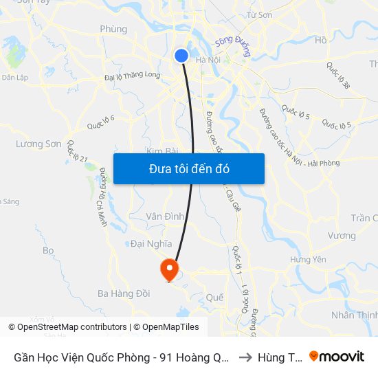Gần Học Viện Quốc Phòng - 91 Hoàng Quốc Việt to Hùng Tiến map