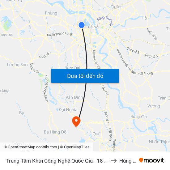 Trung Tâm Khtn Công Nghệ Quốc Gia - 18 Hoàng Quốc Việt to Hùng Tiến map