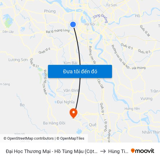Đại Học Thương Mại - Hồ Tùng Mậu (Cột Sau) to Hùng Tiến map