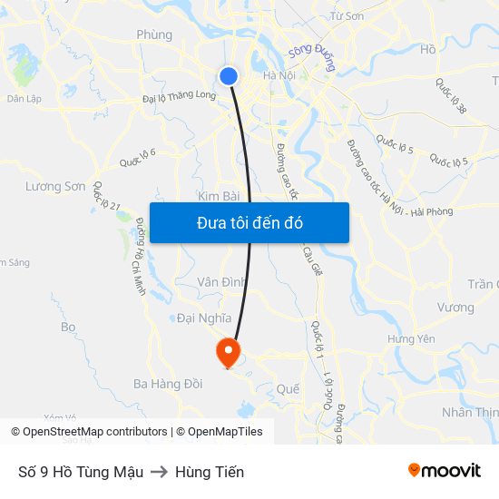 Số 9 Hồ Tùng Mậu to Hùng Tiến map