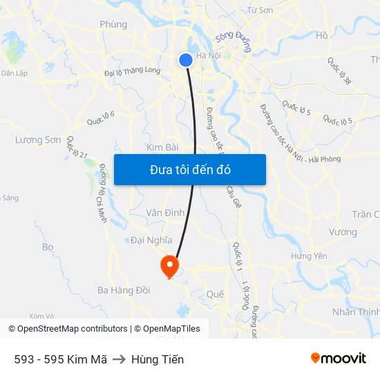 593 - 595 Kim Mã to Hùng Tiến map