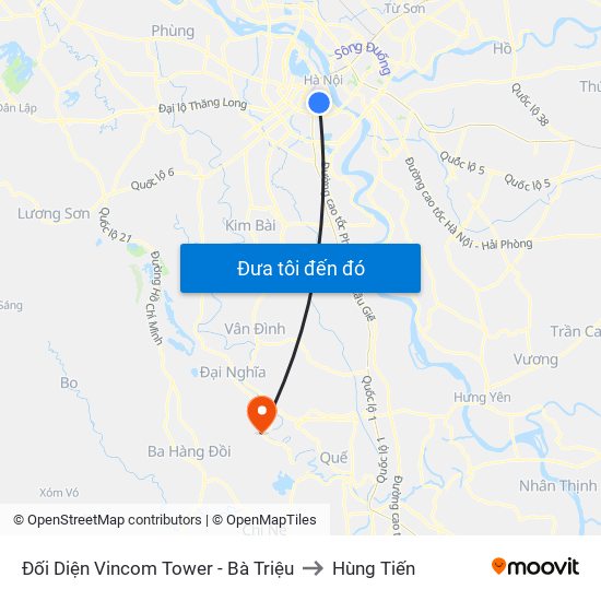 Đối Diện Vincom Tower - Bà Triệu to Hùng Tiến map