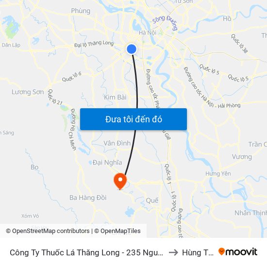 Công Ty Thuốc Lá Thăng Long - 235 Nguyễn Trãi to Hùng Tiến map