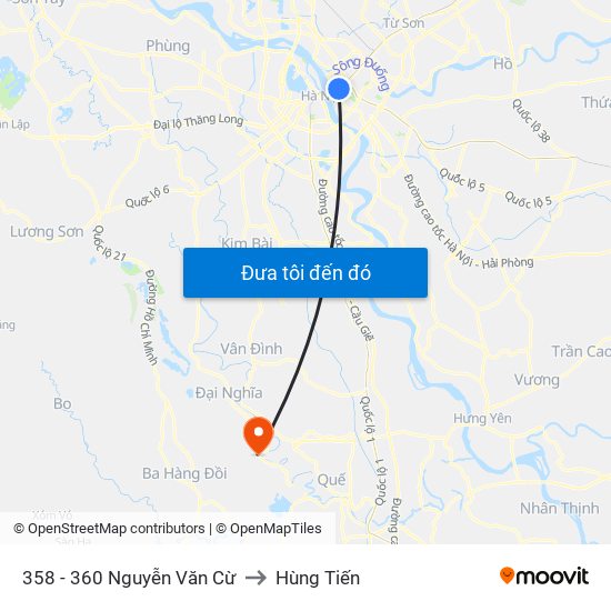 358 - 360 Nguyễn Văn Cừ to Hùng Tiến map