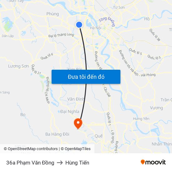 36a Phạm Văn Đồng to Hùng Tiến map