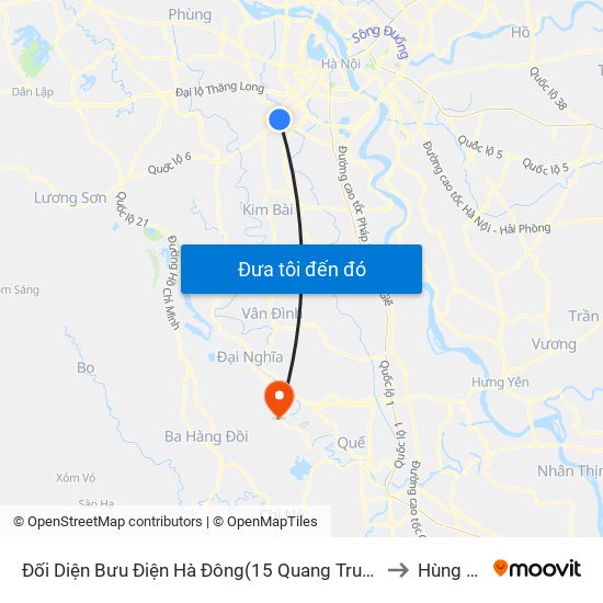 Đối Diện Bưu Điện Hà Đông(15 Quang Trung Hà Đông) to Hùng Tiến map