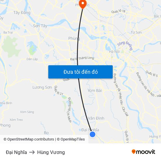 Đại Nghĩa to Hùng Vương map