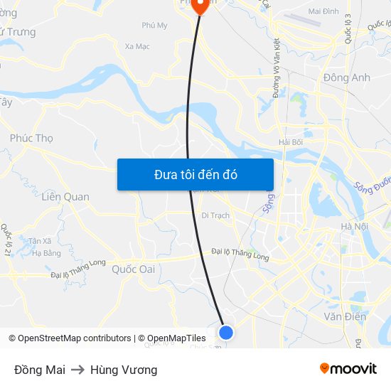 Đồng Mai to Hùng Vương map