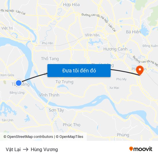 Vật Lại to Hùng Vương map