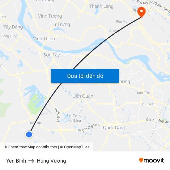 Yên Bình to Hùng Vương map