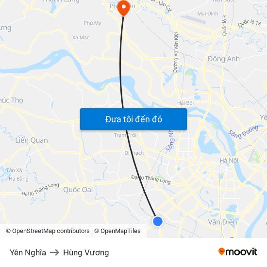 Yên Nghĩa to Hùng Vương map