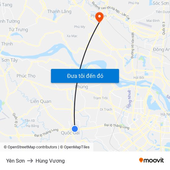 Yên Sơn to Hùng Vương map