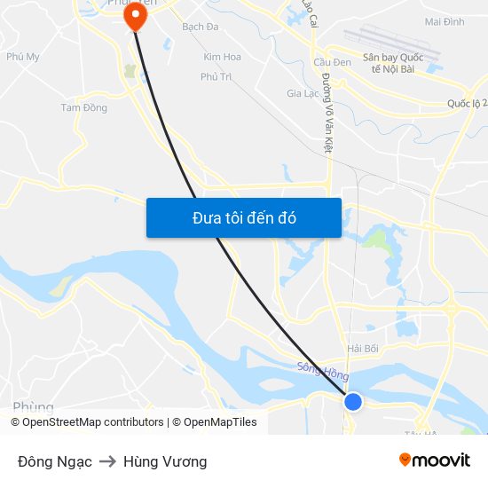 Đông Ngạc to Hùng Vương map