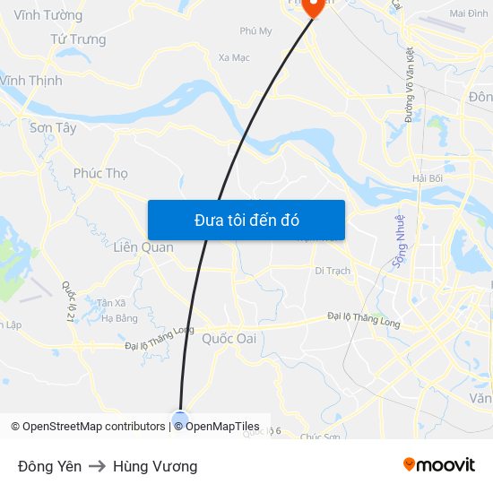 Đông Yên to Hùng Vương map