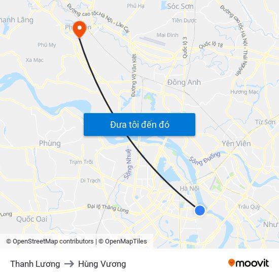 Thanh Lương to Hùng Vương map