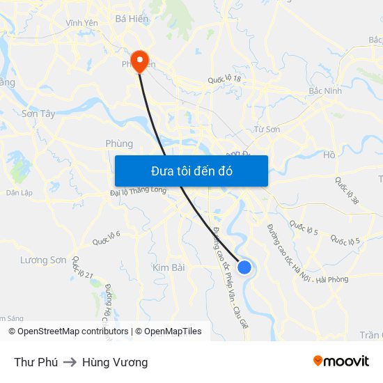 Thư Phú to Hùng Vương map