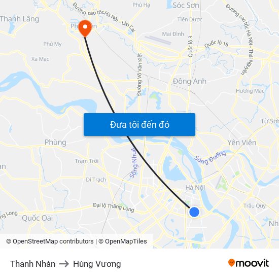 Thanh Nhàn to Hùng Vương map