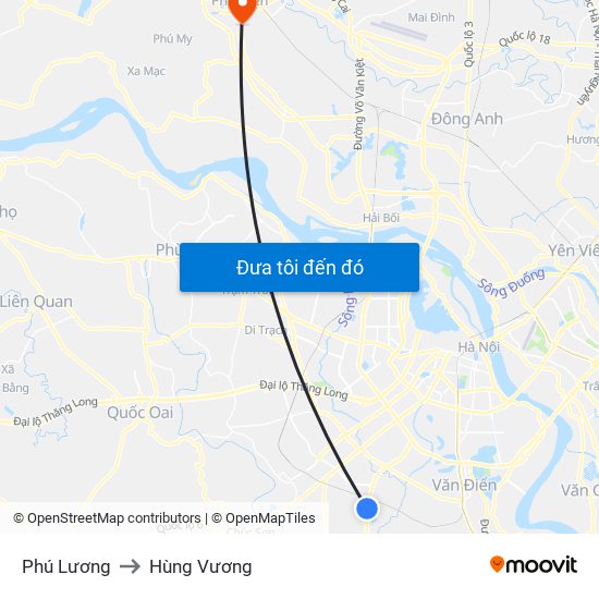 Phú Lương to Hùng Vương map