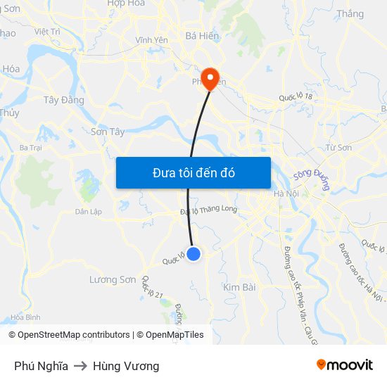 Phú Nghĩa to Hùng Vương map