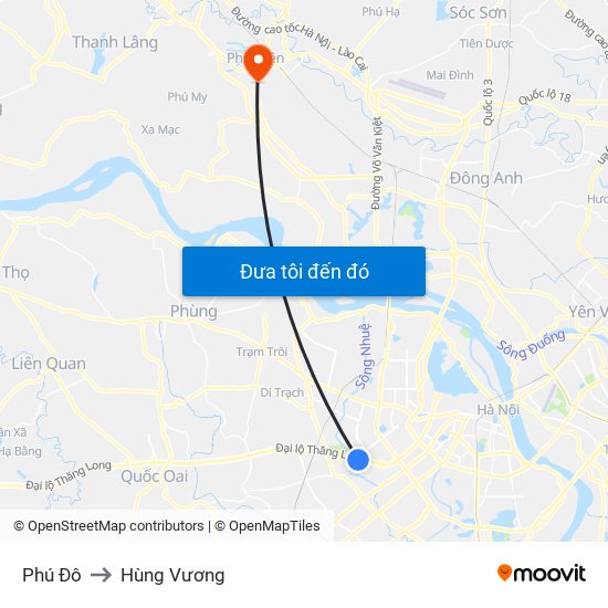 Phú Đô to Hùng Vương map