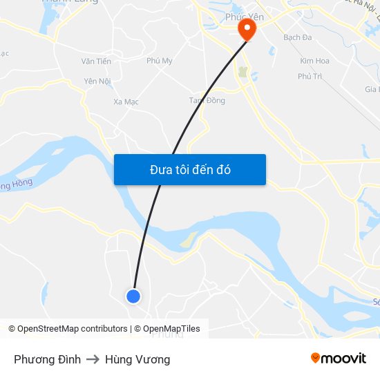 Phương Đình to Hùng Vương map