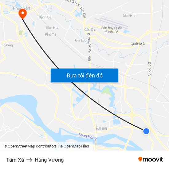 Tầm Xá to Hùng Vương map