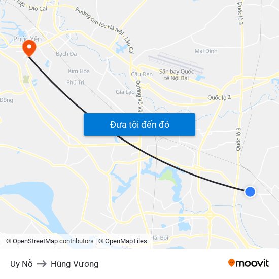 Uy Nỗ to Hùng Vương map