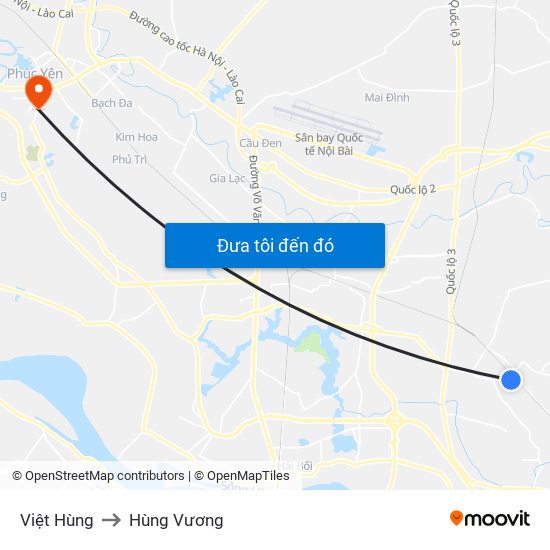 Việt Hùng to Hùng Vương map