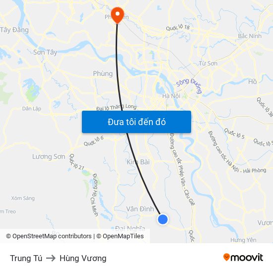 Trung Tú to Hùng Vương map