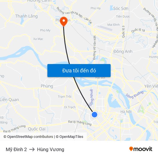 Mỹ Đình 2 to Hùng Vương map