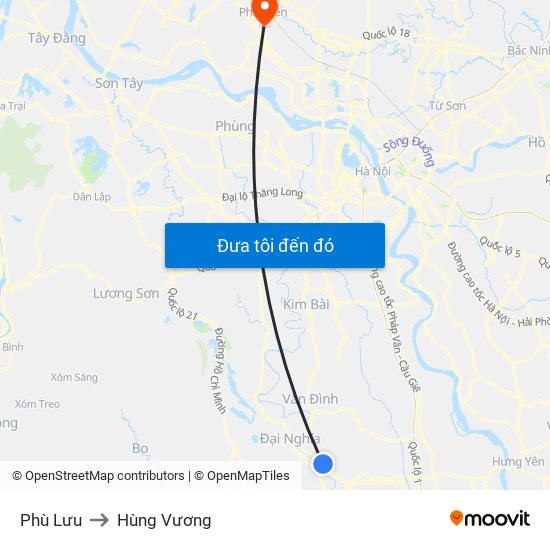 Phù Lưu to Hùng Vương map