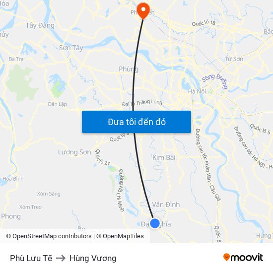 Phù Lưu Tế to Hùng Vương map