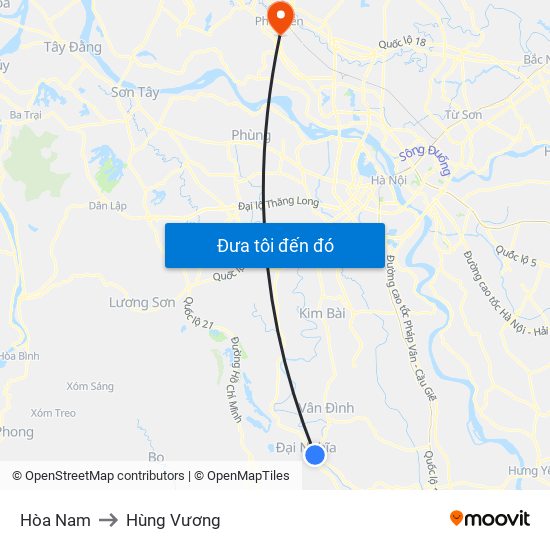 Hòa Nam to Hùng Vương map
