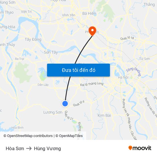 Hòa Sơn to Hùng Vương map