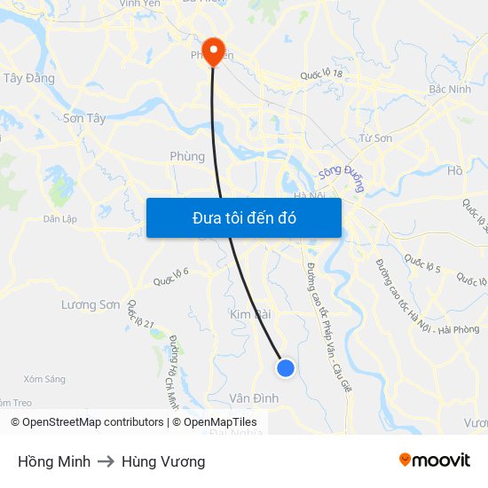 Hồng Minh to Hùng Vương map