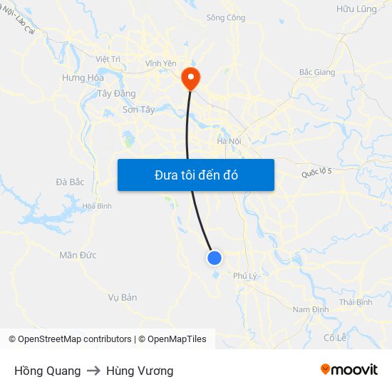 Hồng Quang to Hùng Vương map