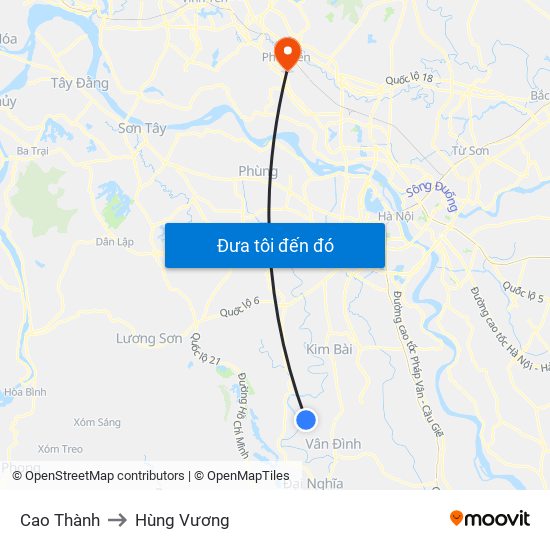 Cao Thành to Hùng Vương map