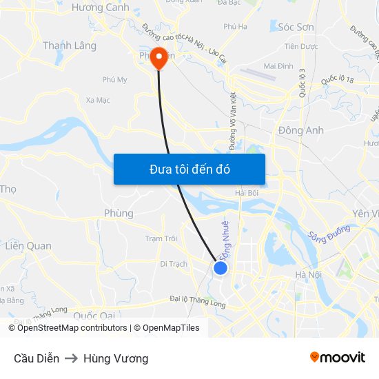 Cầu Diễn to Hùng Vương map