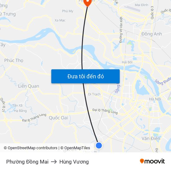 Phường Đồng Mai to Hùng Vương map