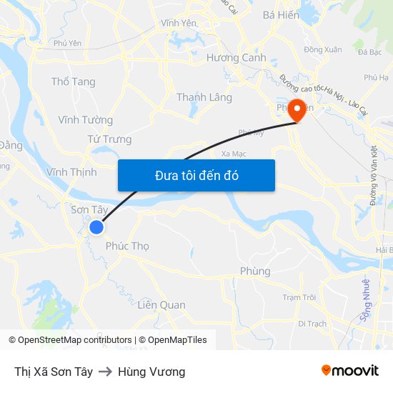 Thị Xã Sơn Tây to Hùng Vương map