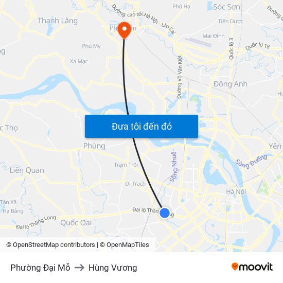 Phường Đại Mỗ to Hùng Vương map