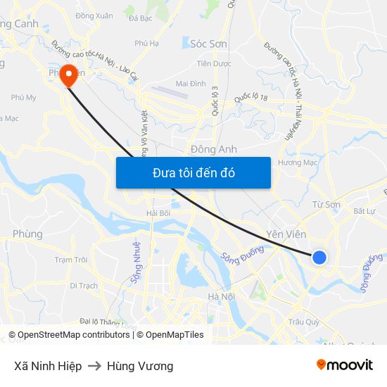 Xã Ninh Hiệp to Hùng Vương map