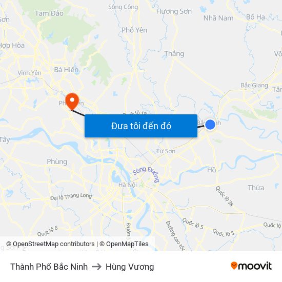Thành Phố Bắc Ninh to Hùng Vương map